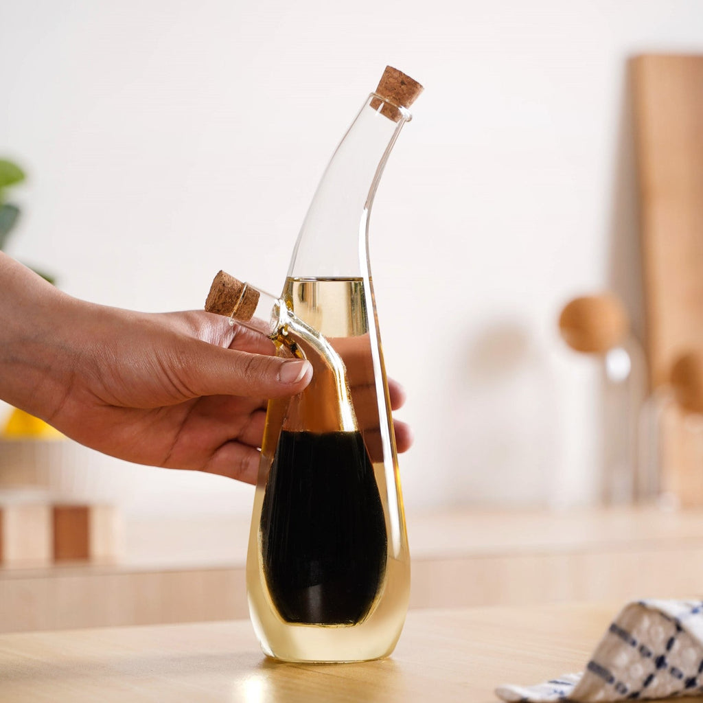 Droplet Style Two In One Balsamic Vinegar Oil Glass Bottle