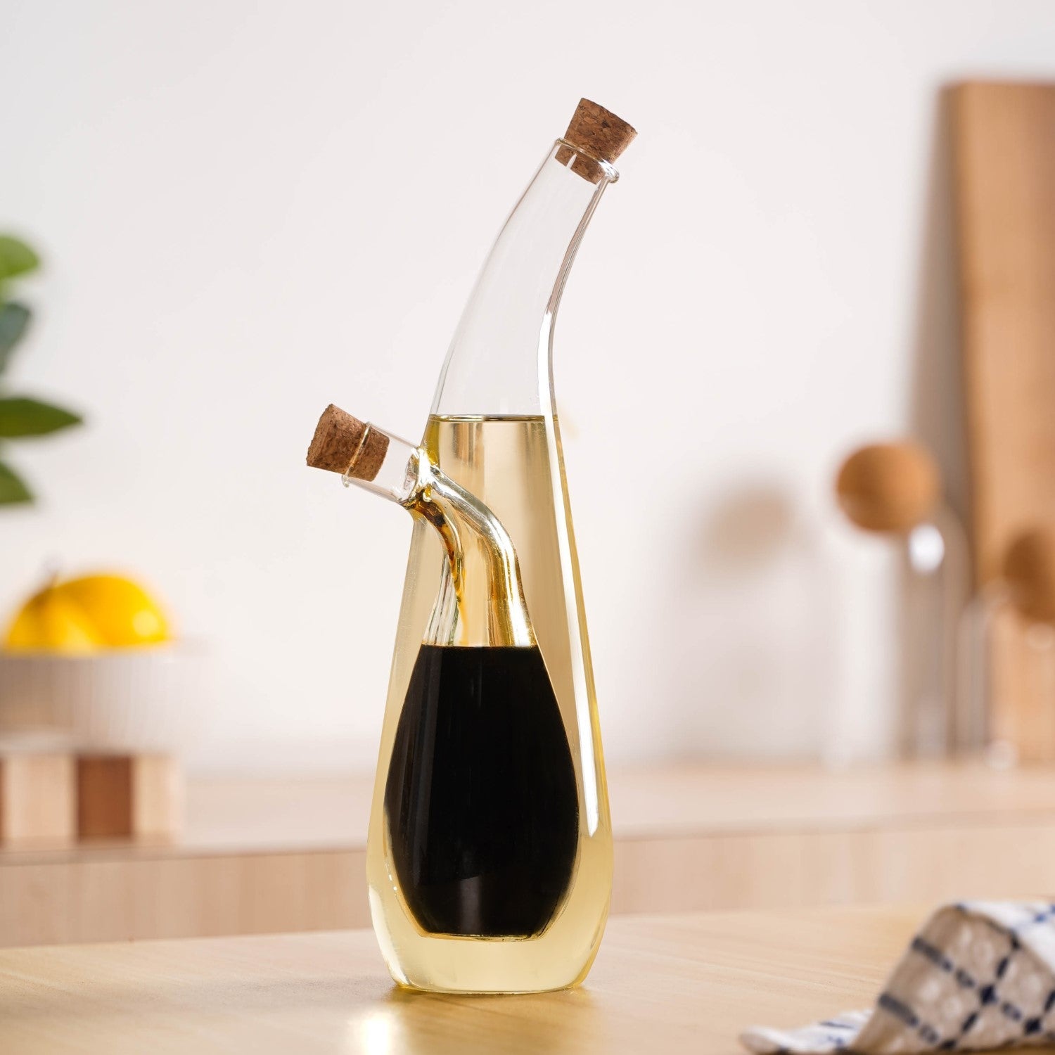 Droplet Style Two In One Balsamic Vinegar Oil Glass Bottle