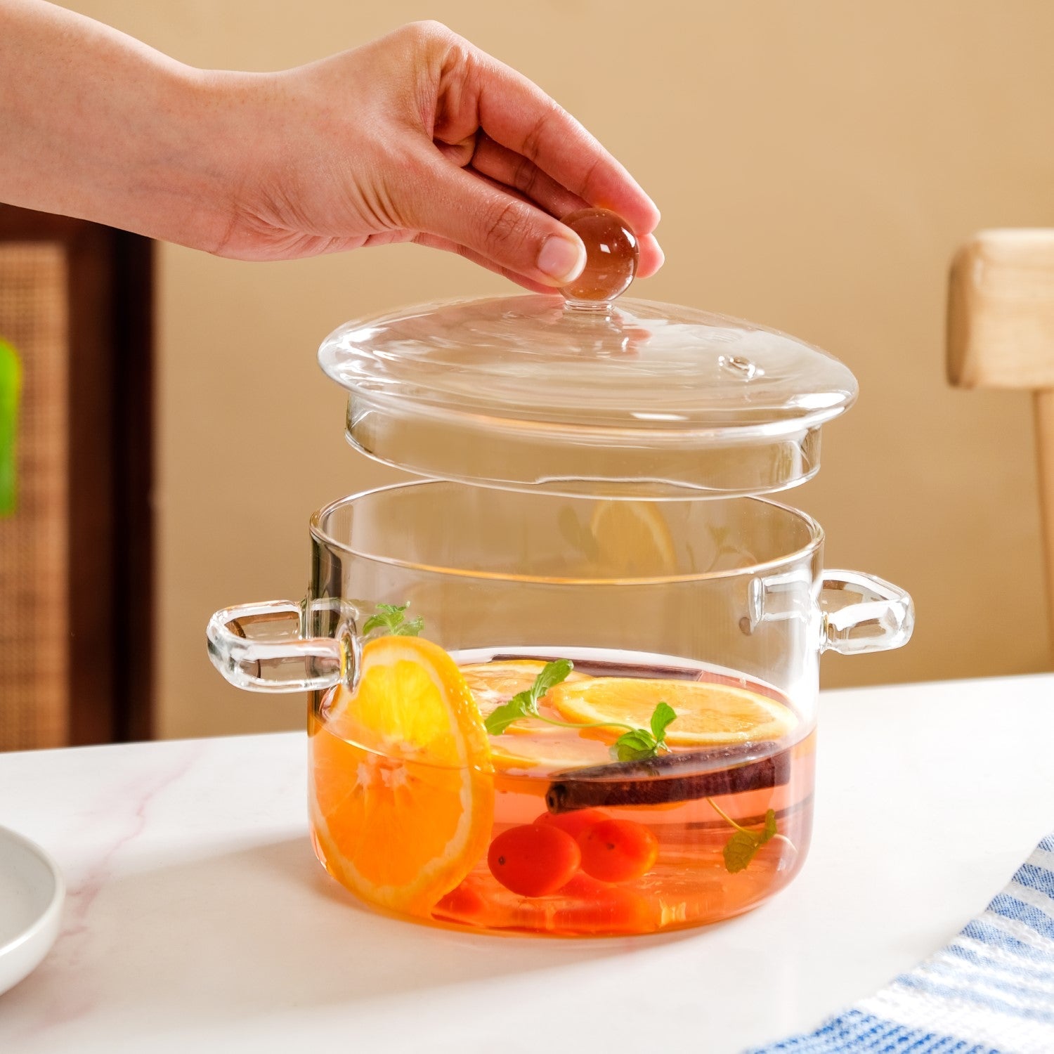 Borosilicate Glass Stovetop Cooking Pot 1650ml