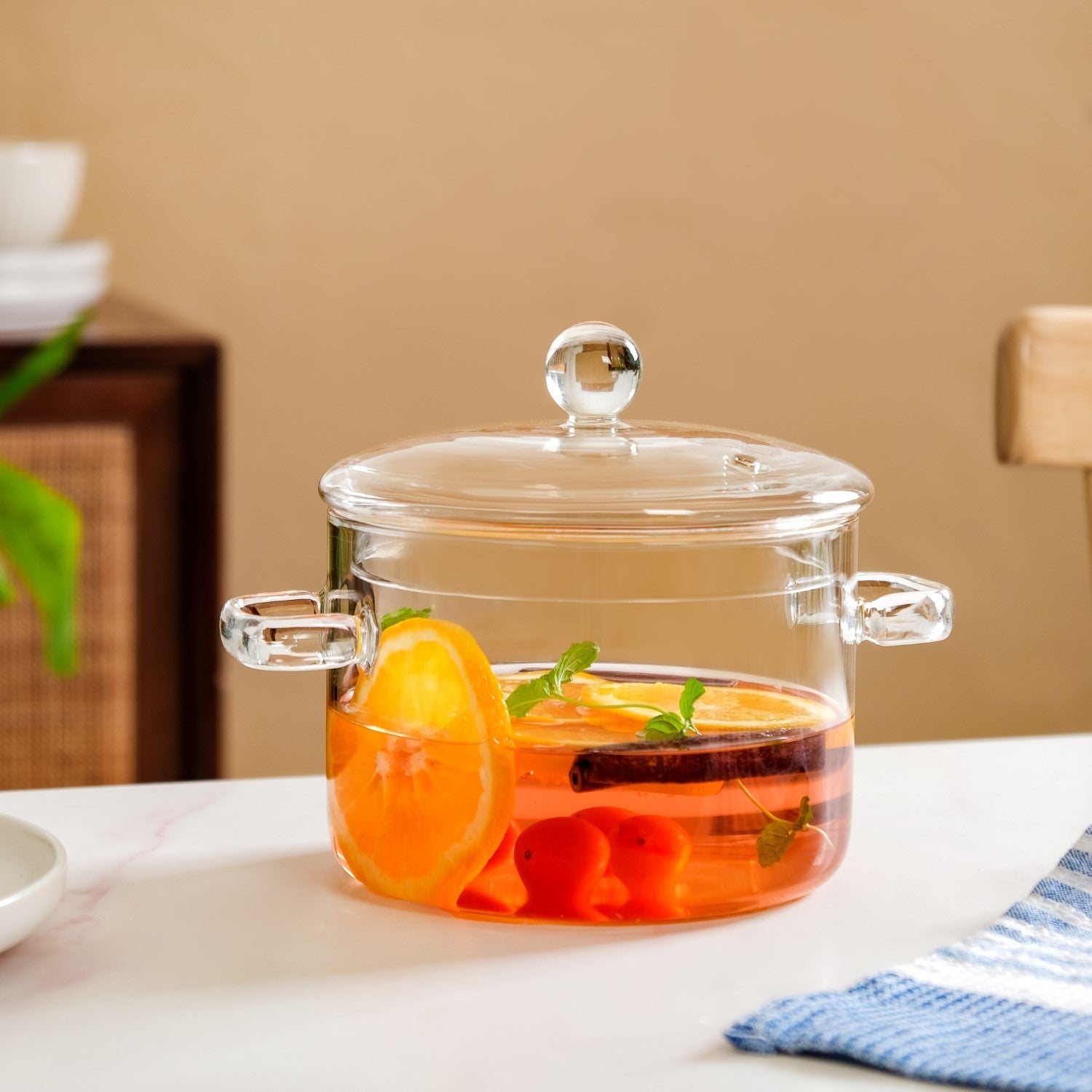 Borosilicate Glass Stovetop Cooking Pot 1650ml