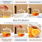 Borosilicate Glass Stovetop Cooking Pot 1650ml