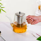 Glass Kettle With Tea Strainer Flame Safe 900ml