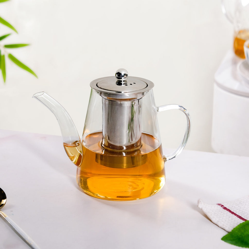 Glass Kettle With Tea Strainer Flame Safe 900ml