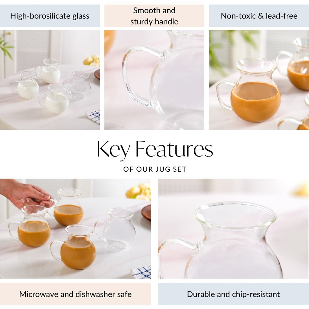 Borosilicate Milk And Creamer Pots Set Of 6 200ml