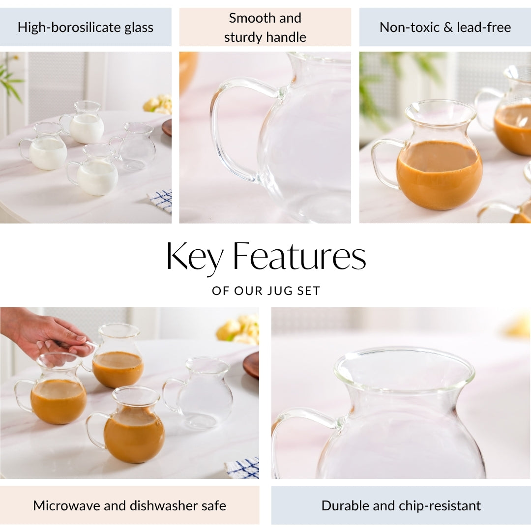Borosilicate Milk And Creamer Pots Set Of 6 200ml