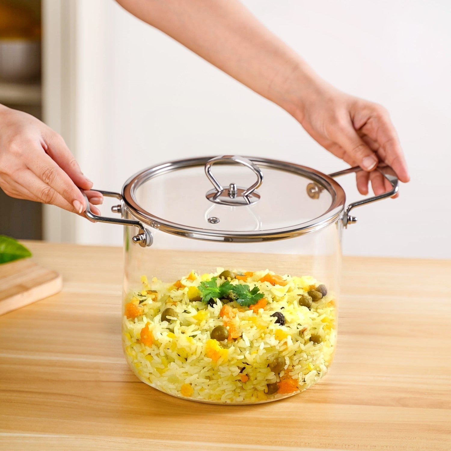 Borosilicate Pasta Cooking Pot With Metal Grip Large 4500ml