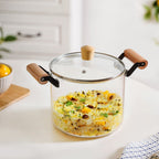 Borosilicate Stovetop Pot With Wooden Handle Large 4500ml