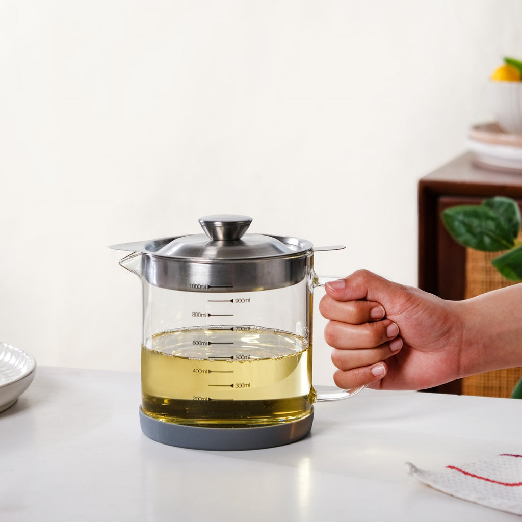 Borosilicate Glass Oil Pot With Strainer 1000ml