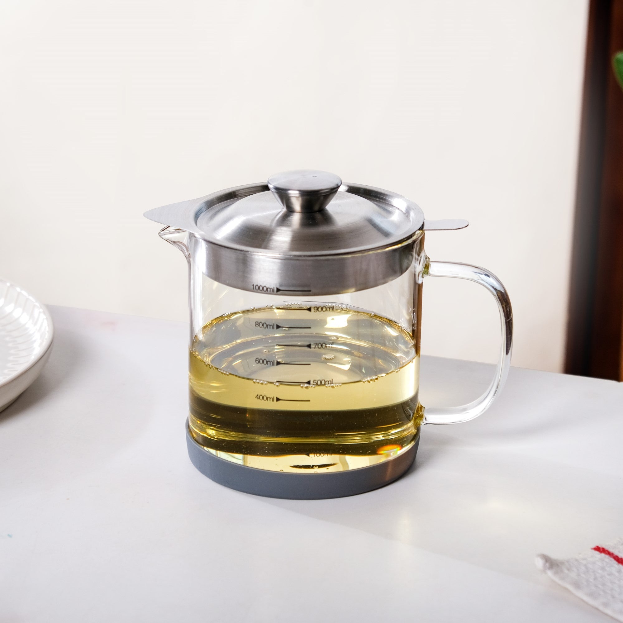 Borosilicate Glass Oil Pot With Strainer 1000ml