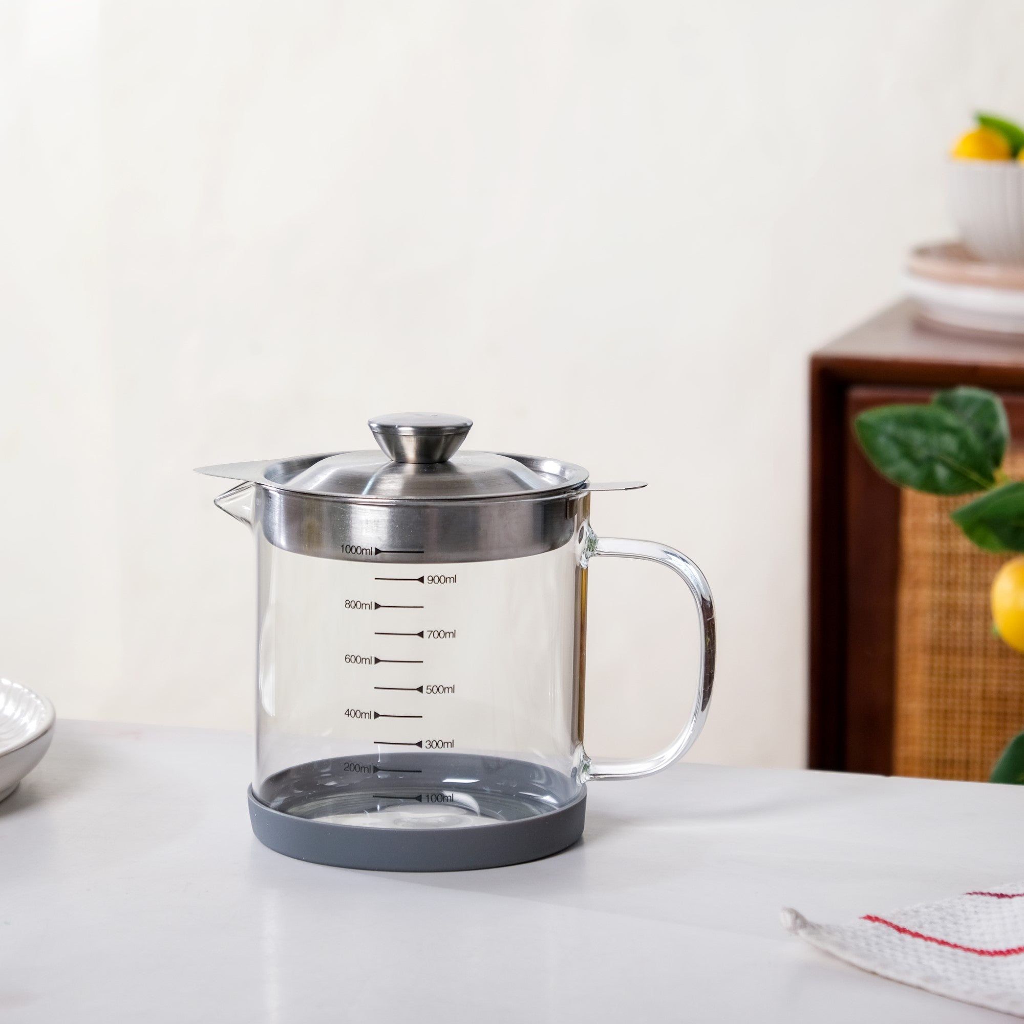 Borosilicate Glass Oil Pot With Strainer 1000ml