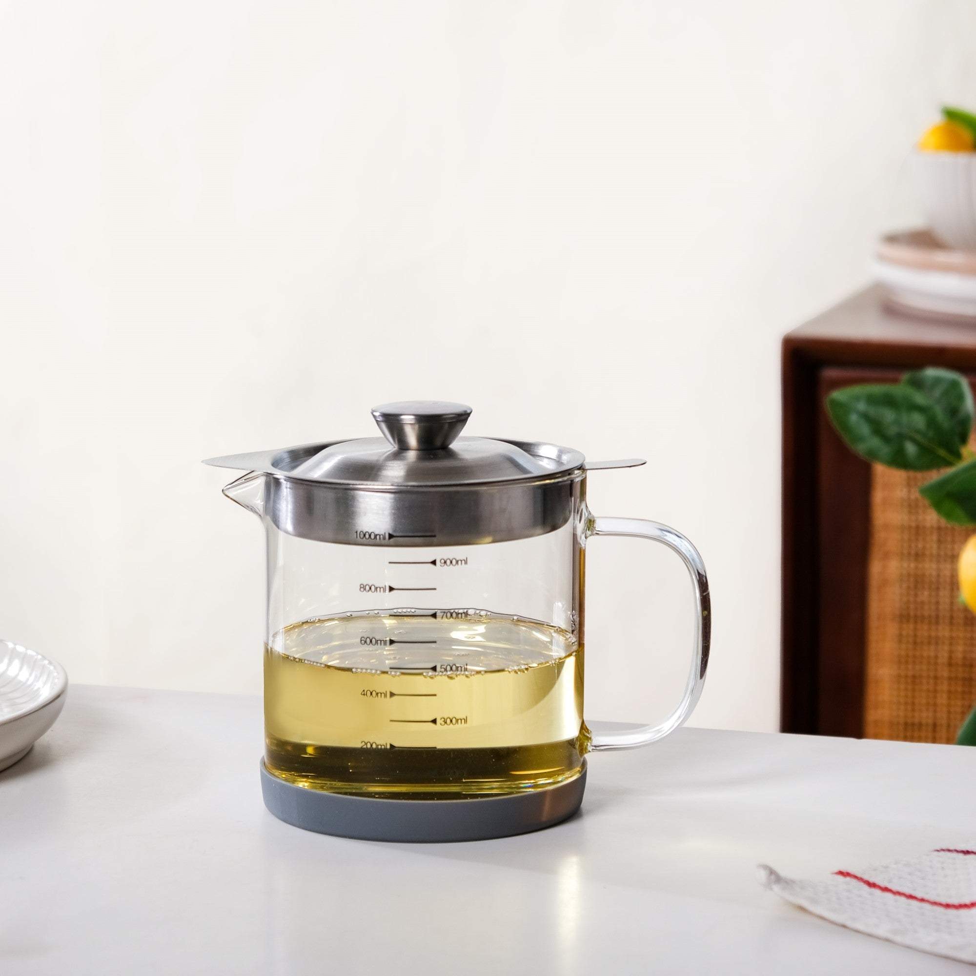 Borosilicate Glass Oil Pot With Strainer 1000ml