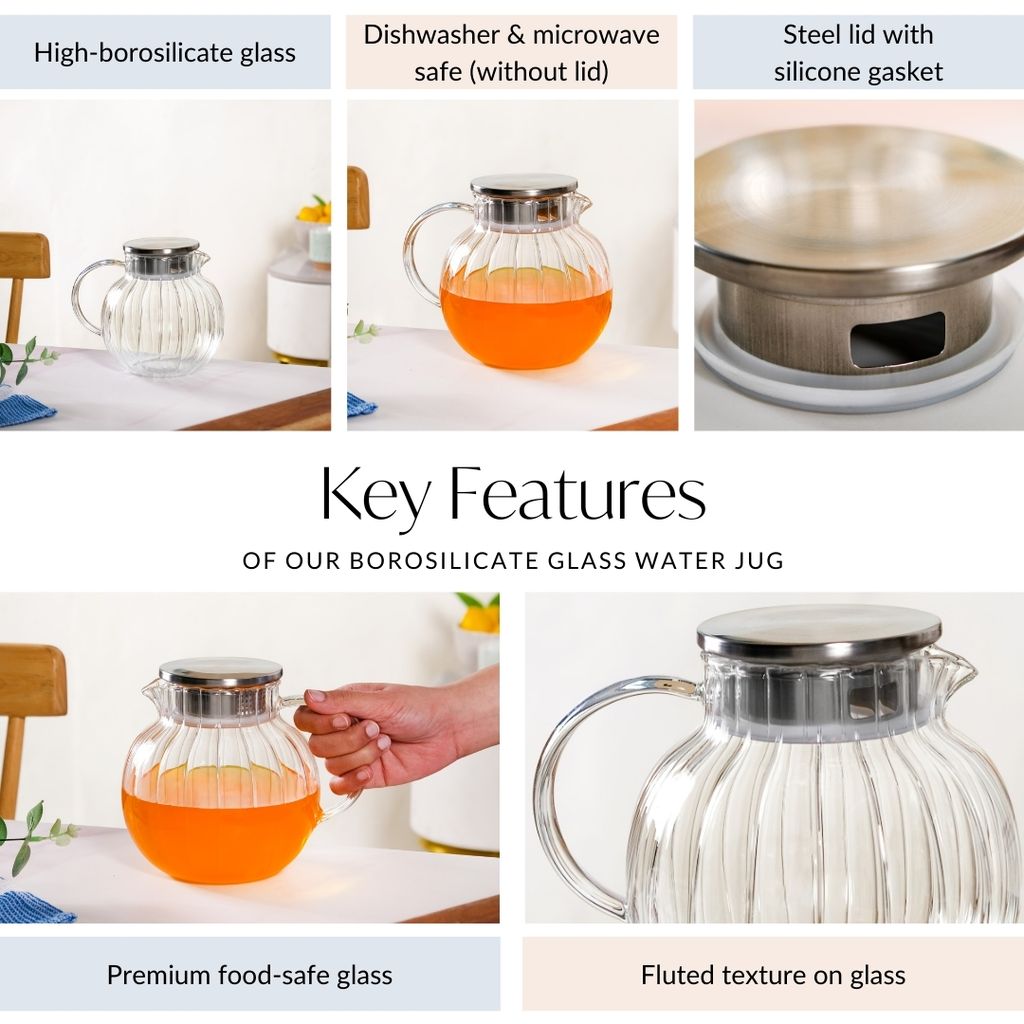 Borosilicate Glass Water Jug 1300ml