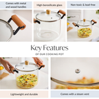 Borosilicate Stovetop Pot With Wooden Handle Large 4500ml