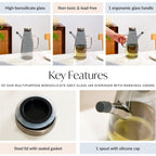 Chic Grey Borosilicate Glass Oil Jar Dispenser With Markings 1000ml