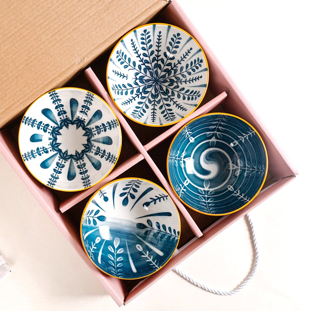 Botanical Mediterranean Bowl Set Of 4 300ml