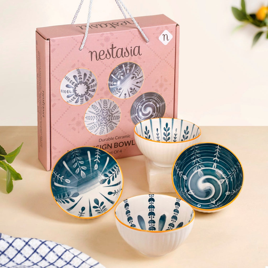 Botanical Mediterranean Bowl Set Of 4 300ml