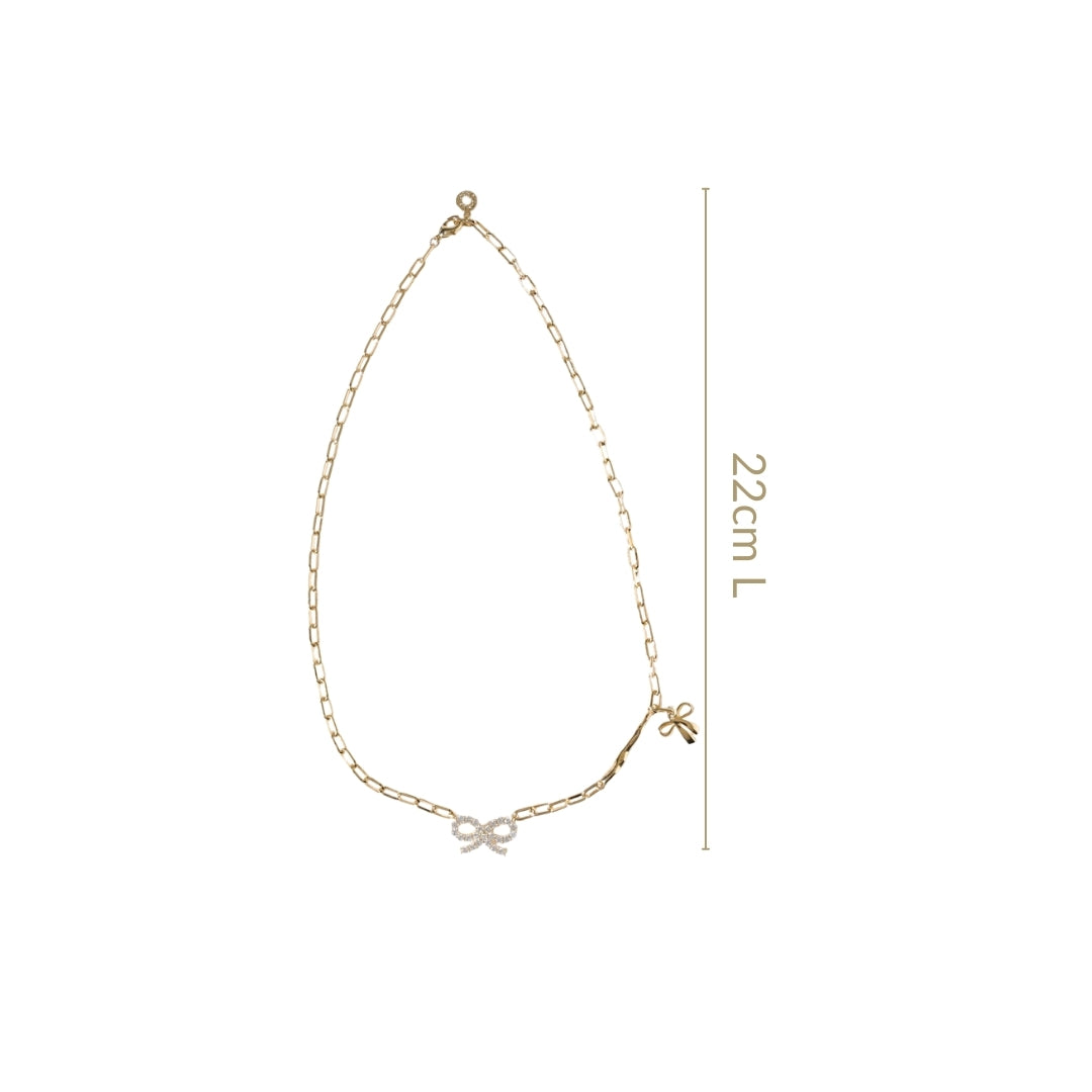 Bow Charm Gold Chain Necklace