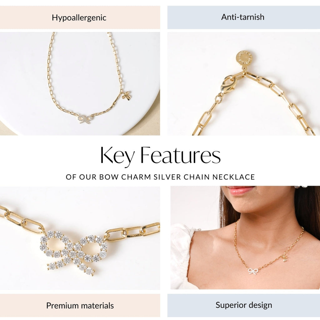 Bow Charm Gold Chain Necklace