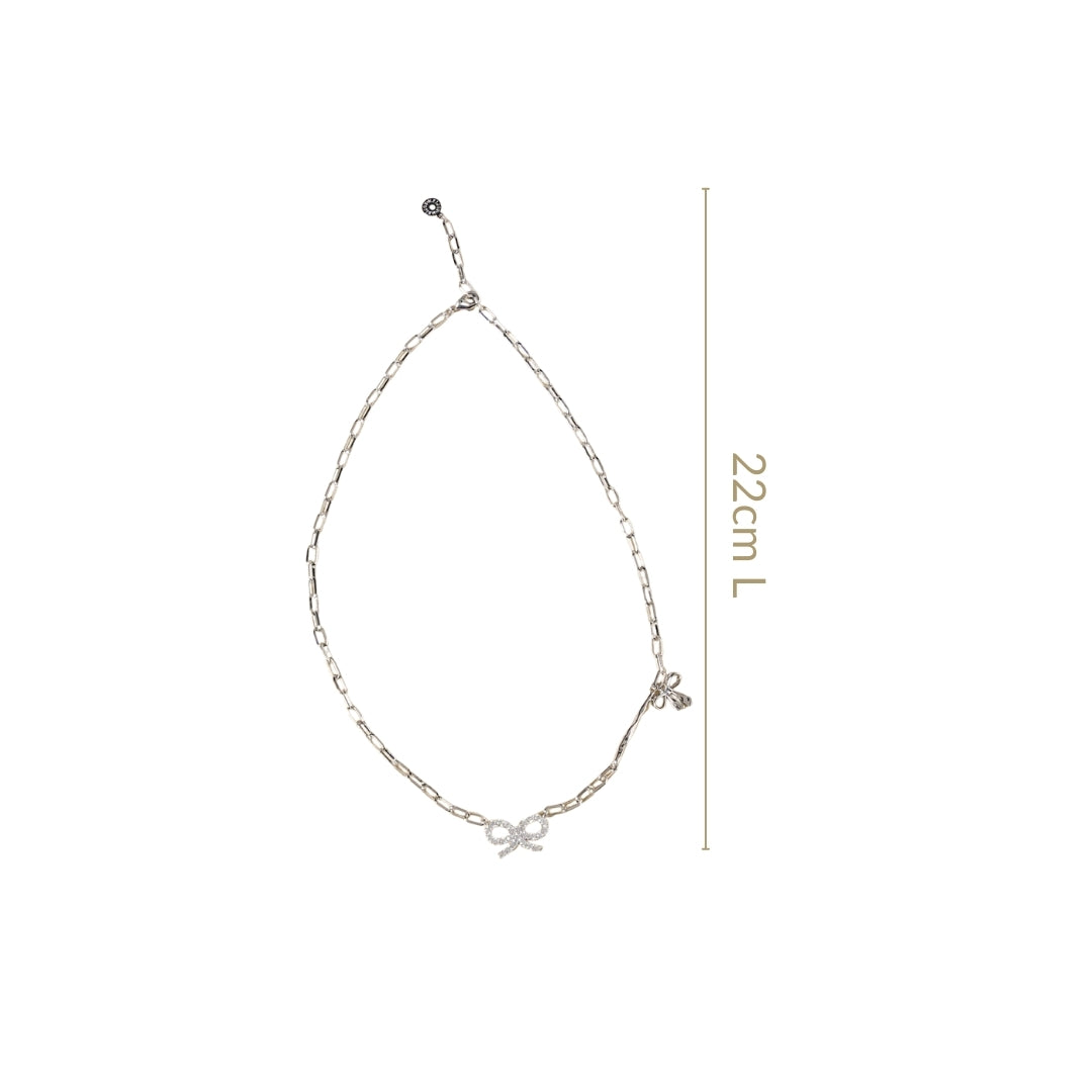 Bow Charm Silver Chain Necklace