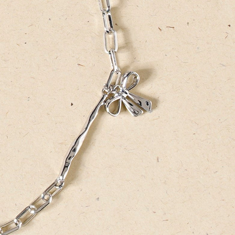 Bow Charm Silver Chain Necklace