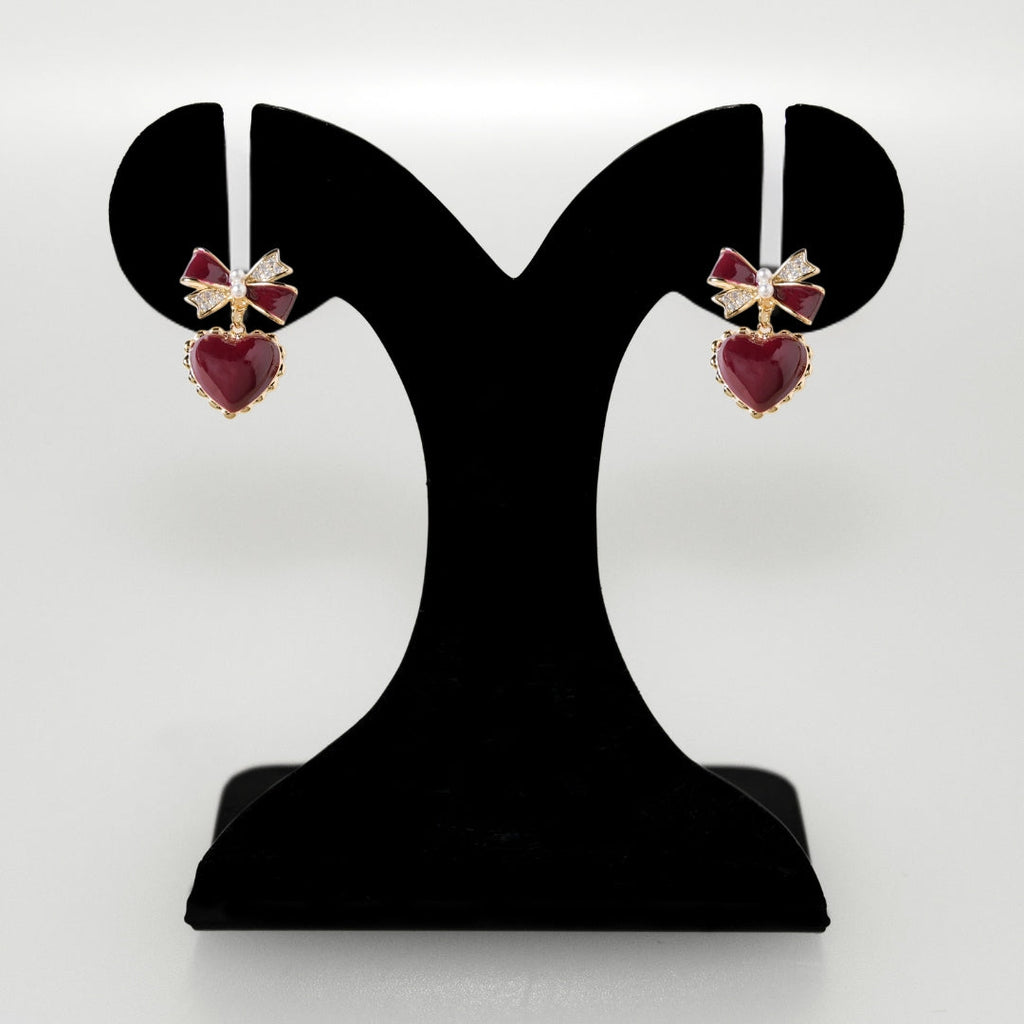 Bows And Hearts Drop Earrings