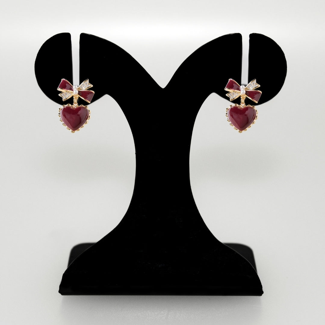 Bows And Hearts Drop Earrings