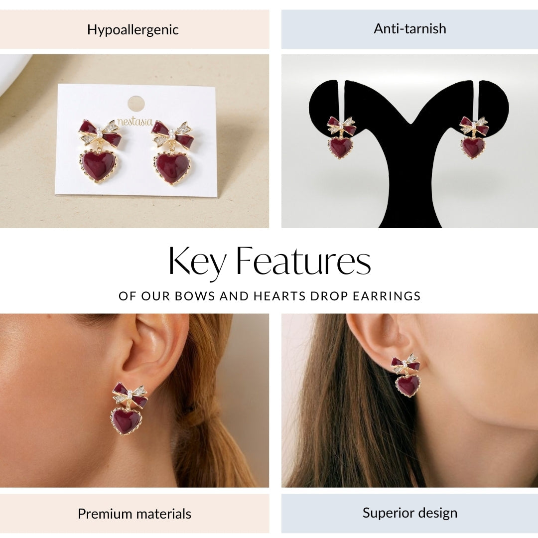 Bows And Hearts Drop Earrings