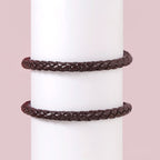 Braided Solid Brown Unisex Bracelet Set Of 2