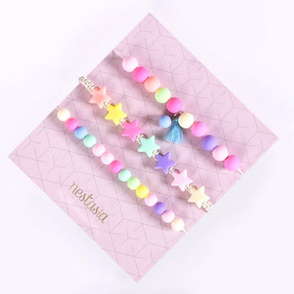 Multicolour Beads And Stars Stackable Bracelet Set Of 3