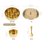 Pure Brass Hammered Masala Box Set With Spoon