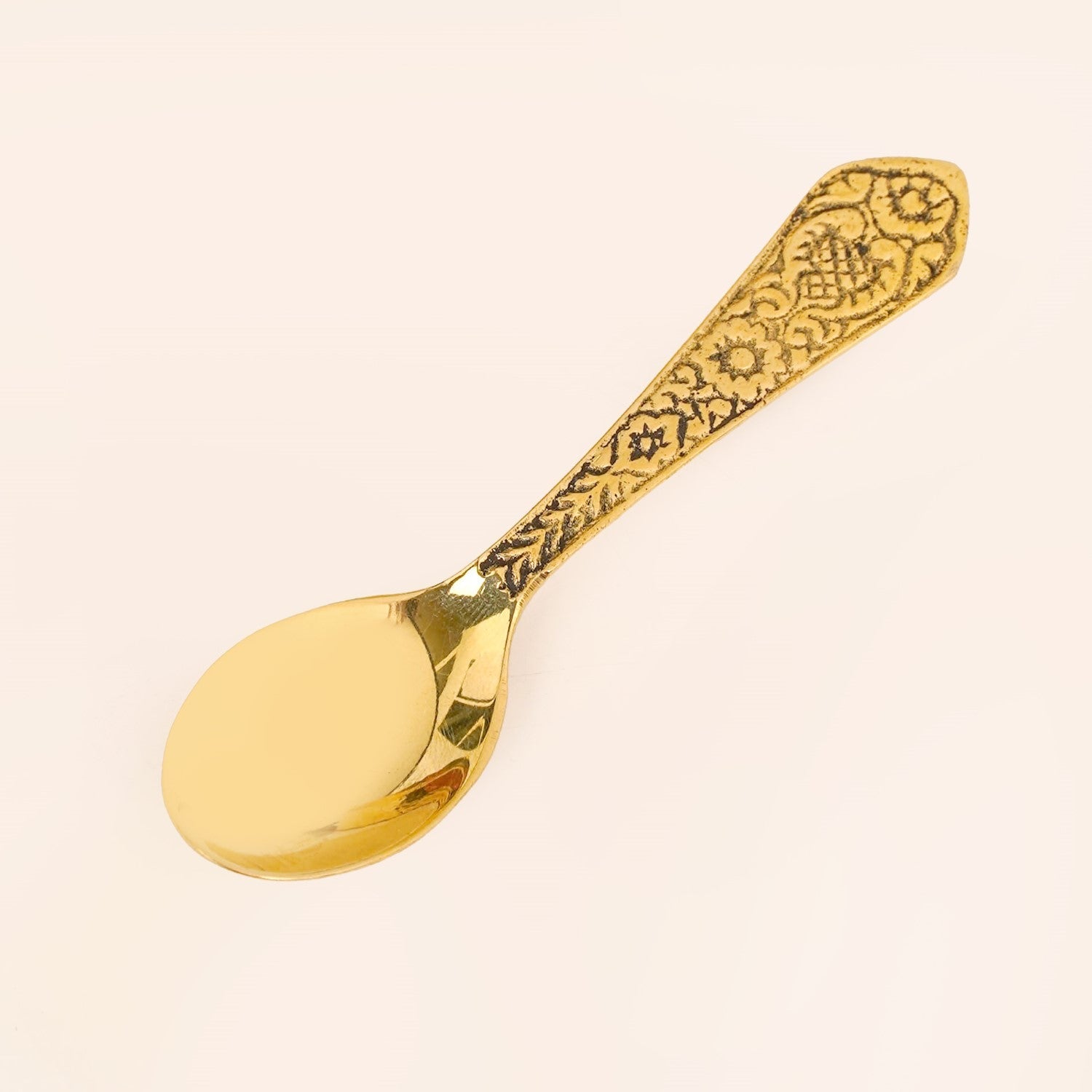Pure Brass Hammered Masala Box Set With Spoon