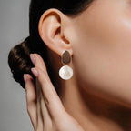 Brown And White Pearl Earrings