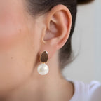 Brown And White Pearl Earrings