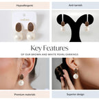 Brown And White Pearl Earrings
