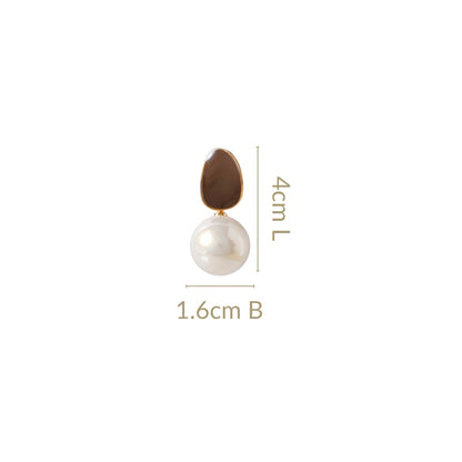 Brown And White Pearl Earrings