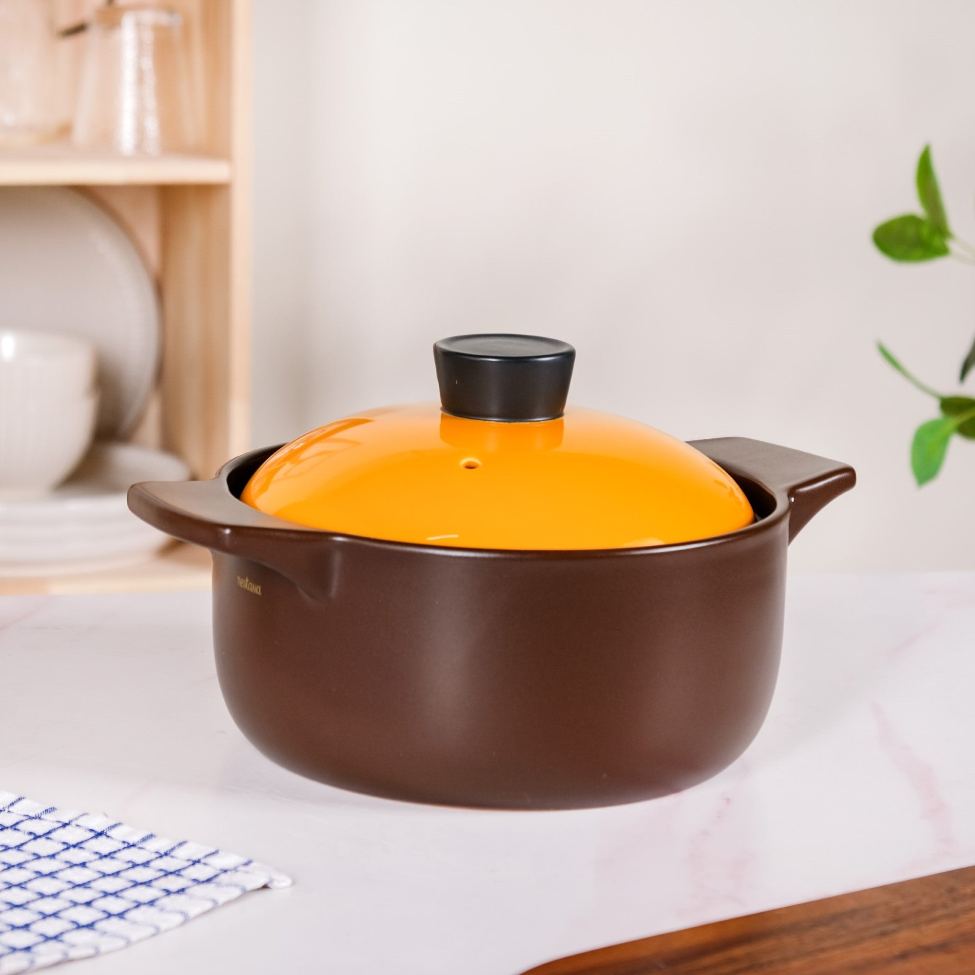 Clementine Ceramic Deep Cooking Pot With Lid 3200ml
