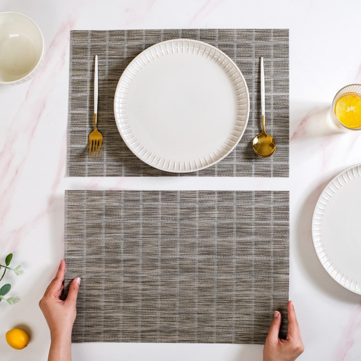 Brown Novelty Checks Placemat Set Of 6