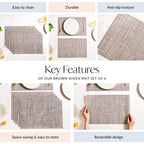 Brown Sheen Mat Set Of 6