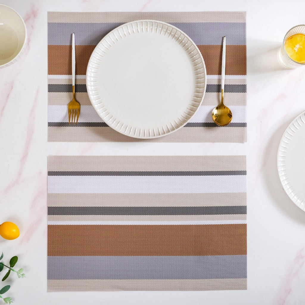 Brown Stripes Dining Table Mats Set Of 6