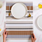 Brown Stripes Dining Table Mats Set Of 6
