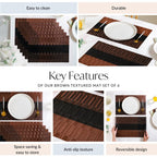 Brown Textured Mat Set Of 6