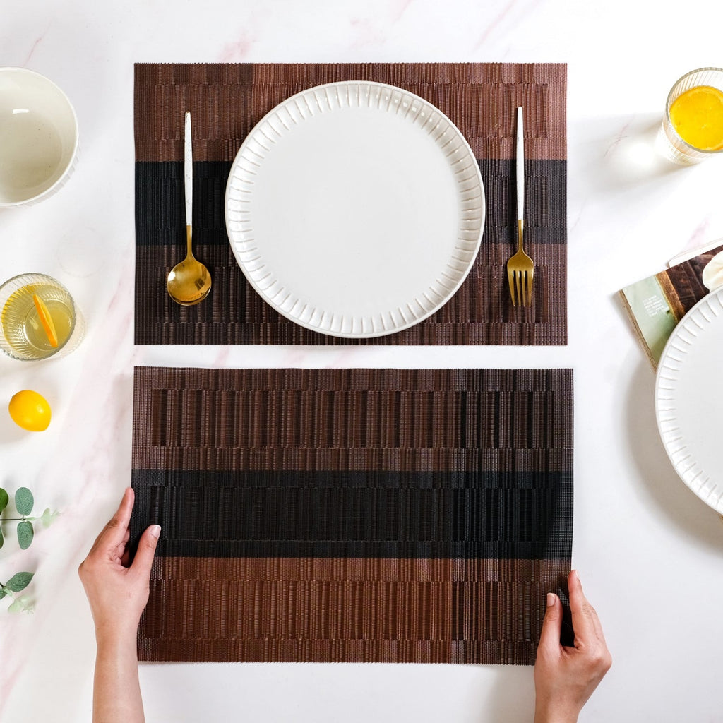Brown Textured Mat Set Of 6