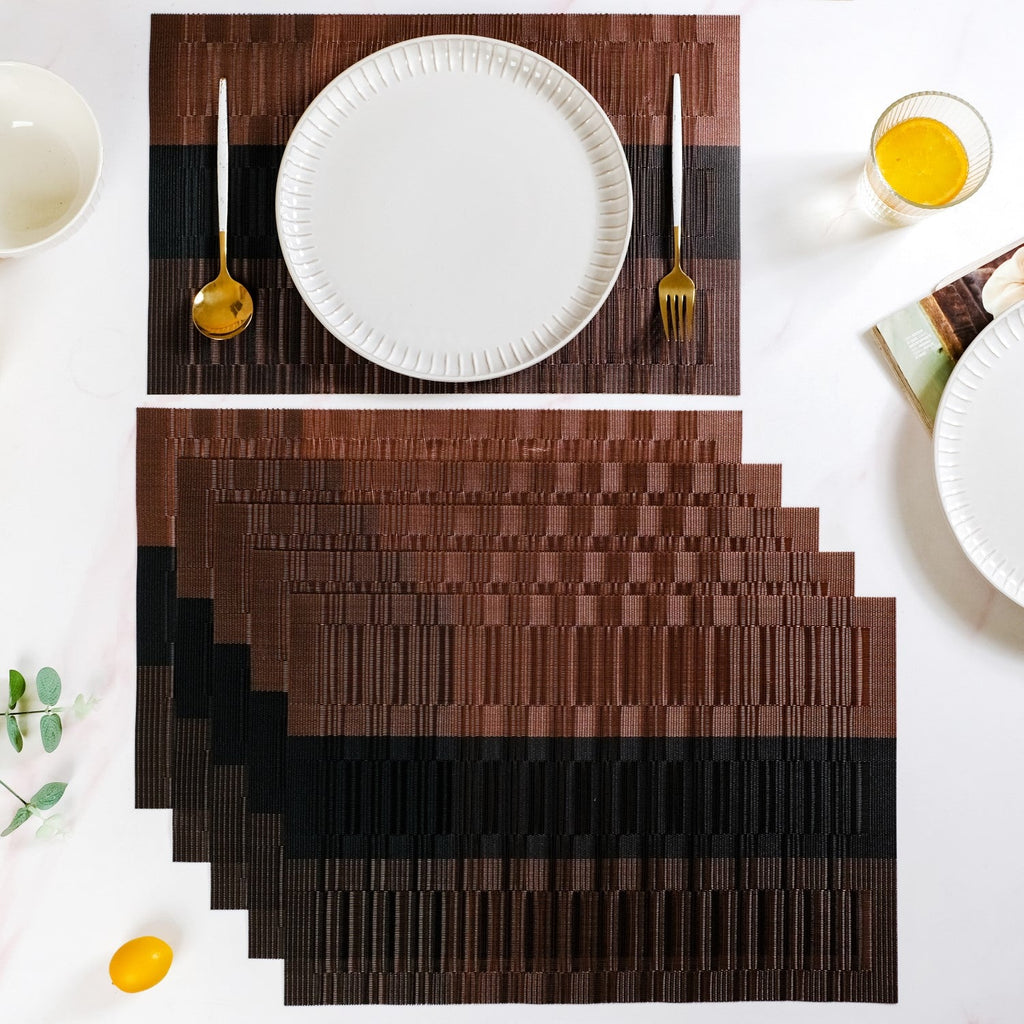 Brown Textured Mat Set Of 6