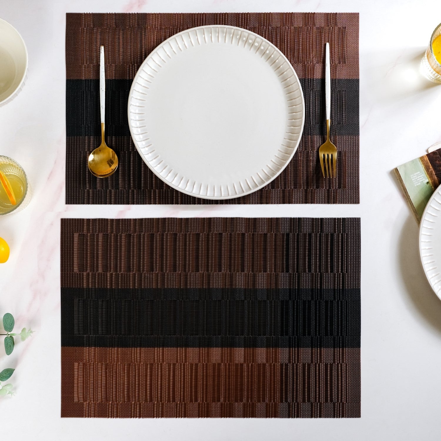 Brown Textured Mat Set Of 6