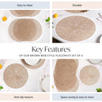 Brown Web Style Placemats Set Of 6