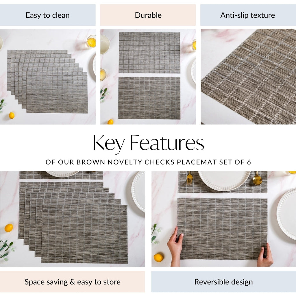 Brown Novelty Checks Placemat Set Of 6
