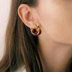Brown And Gold Huggie Hoop Earrings