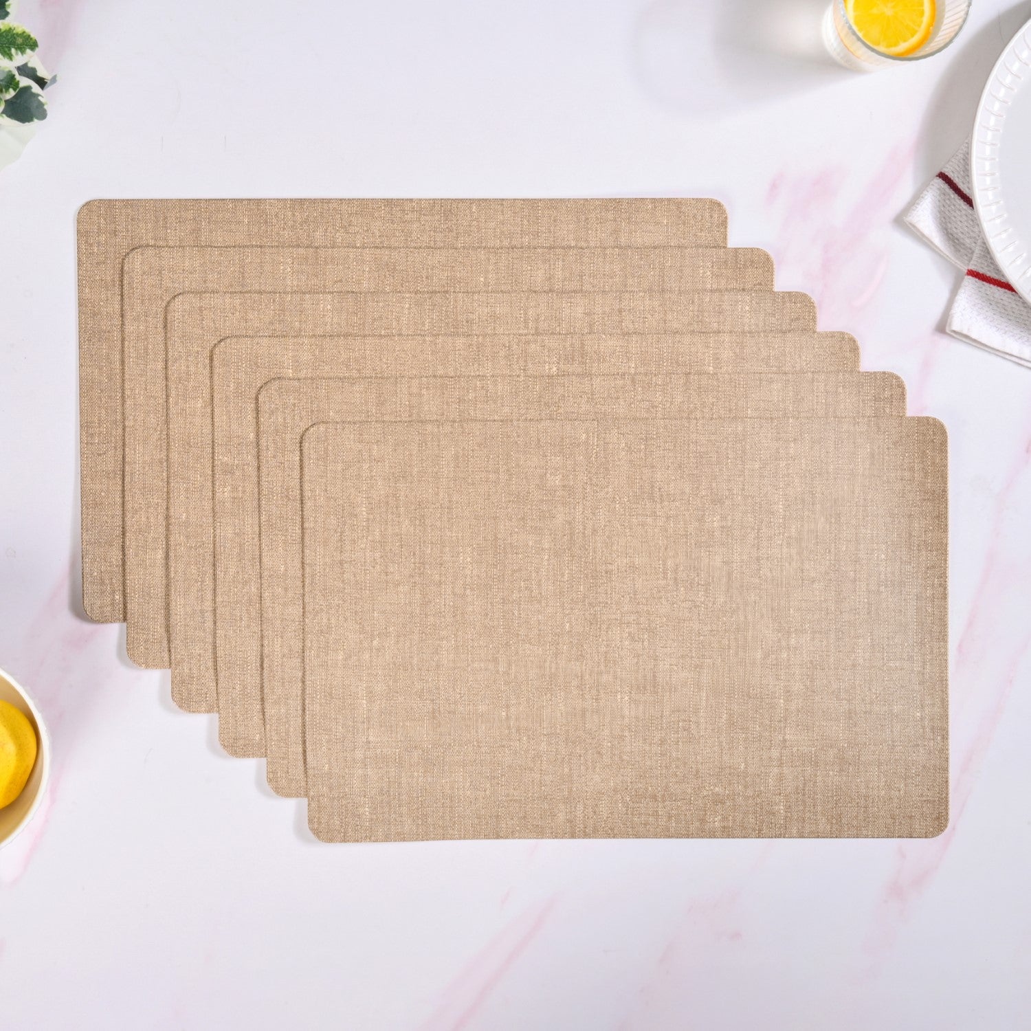 Rectangle Brown Table Mat Set Of 6