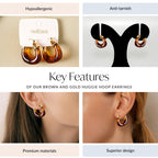 Brown And Gold Huggie Hoop Earrings