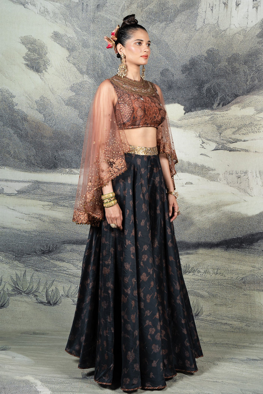 Burgundy - Midnight Blue Sharara Set | BARODA